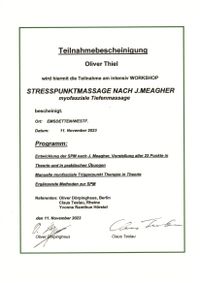 Teilnahmebescheinigung Stresspunktmassage