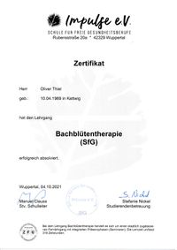 Zertifikat Bachbl&uuml;tentherapie