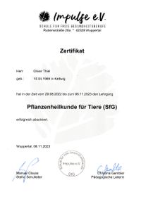 Zertifikat Pflanzenheilkunde f&uuml;r Tiere (SfG)